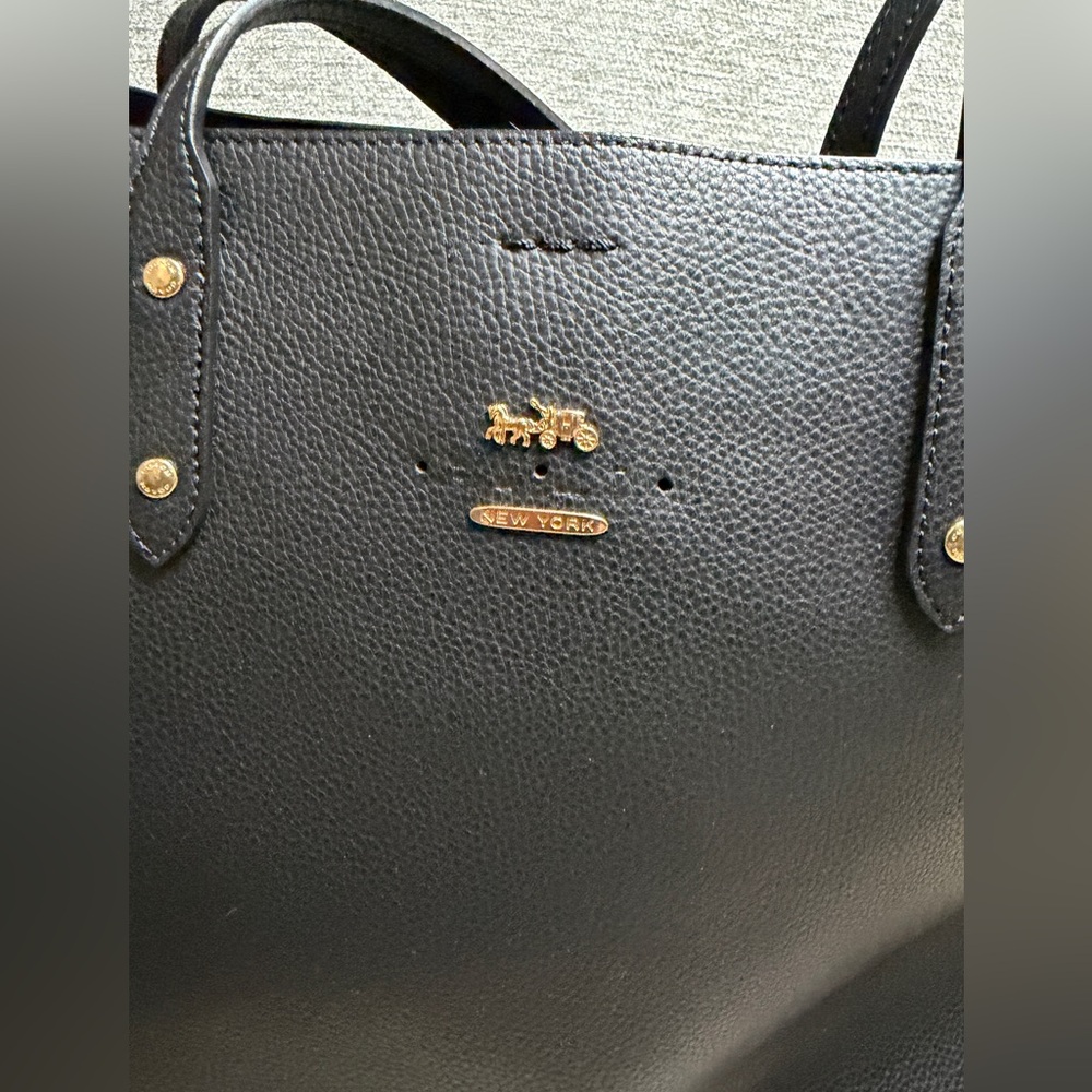 Coach Black Tote with Gold Accents - Picture 2 of 16
